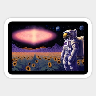 Astronaut Sunflower planet land Sticker